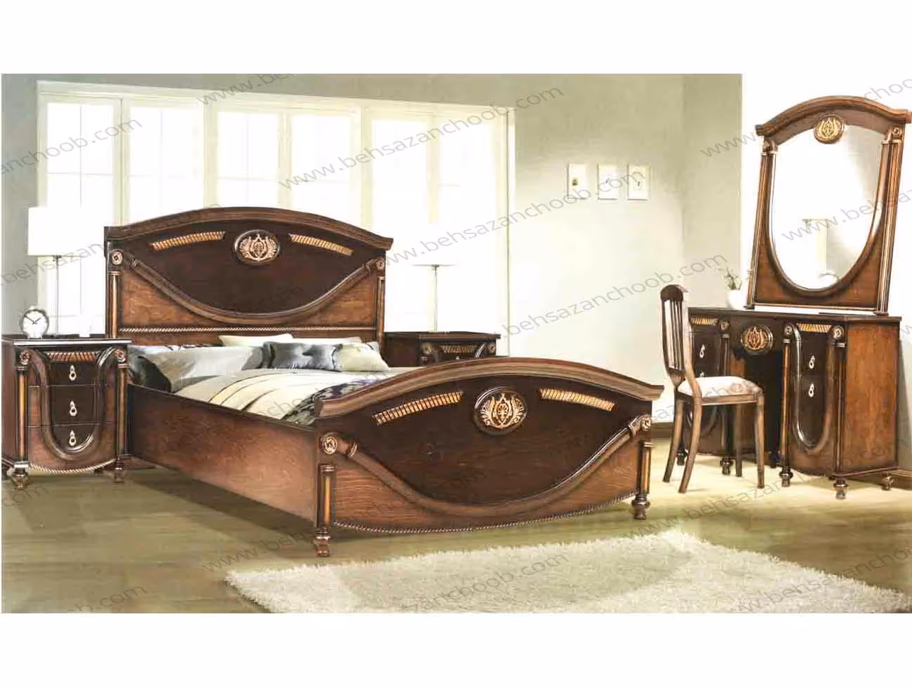 سرویس خواب چوبی مهتاب S 2757