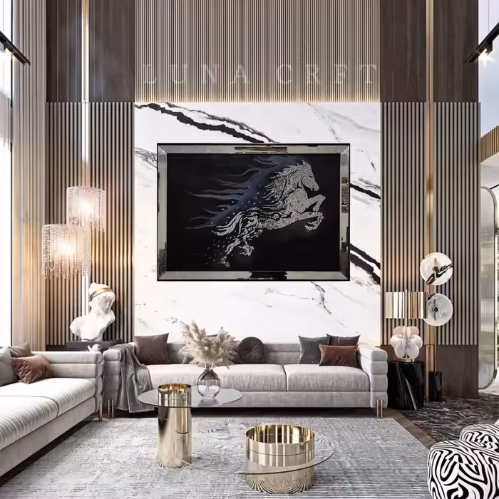 تابلو دکوراتیو اینه کاری اسب