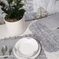 زیر بشقابی چیندار، جنس کتان، سایز 40در 40، 6 عدد