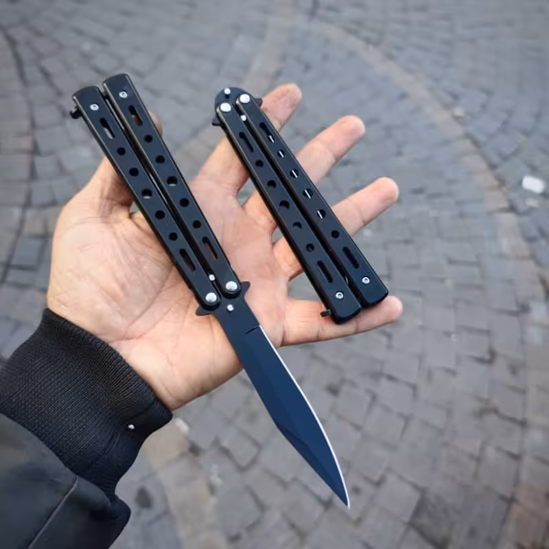 چاقو پروانه ای مشکی تیغه ضد زنگ