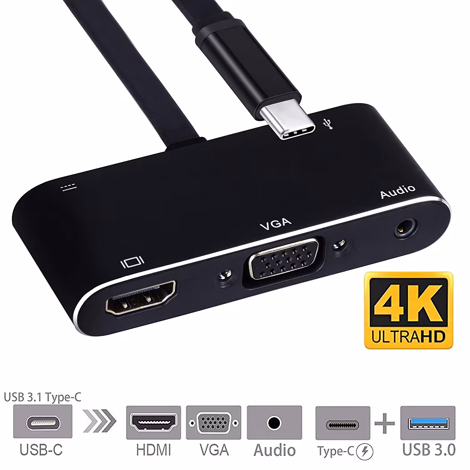 تبدیل USB TYPE C به 4K/HDMI/VGA/USB3 و صدا 9573S