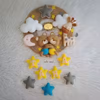 آویز  اسم  کودک خرس و ستاره  نمدی دستساز