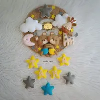 آویز  اسم  کودک خرس و ستاره  نمدی دستساز