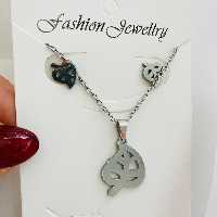 نیمست برگ نقره ای استیل ضد حساسیت با زنجیر 