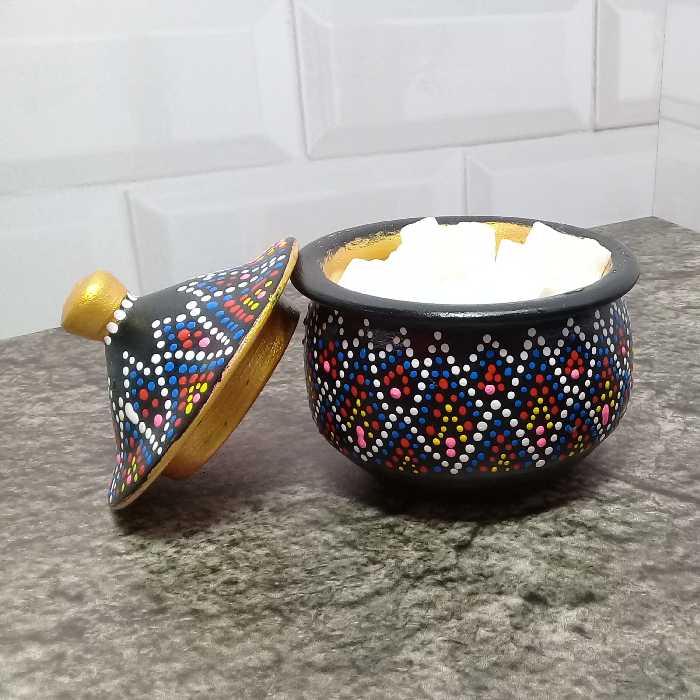 قندان سفالی نقطه کوبی شده هنر دست پذیرایی 