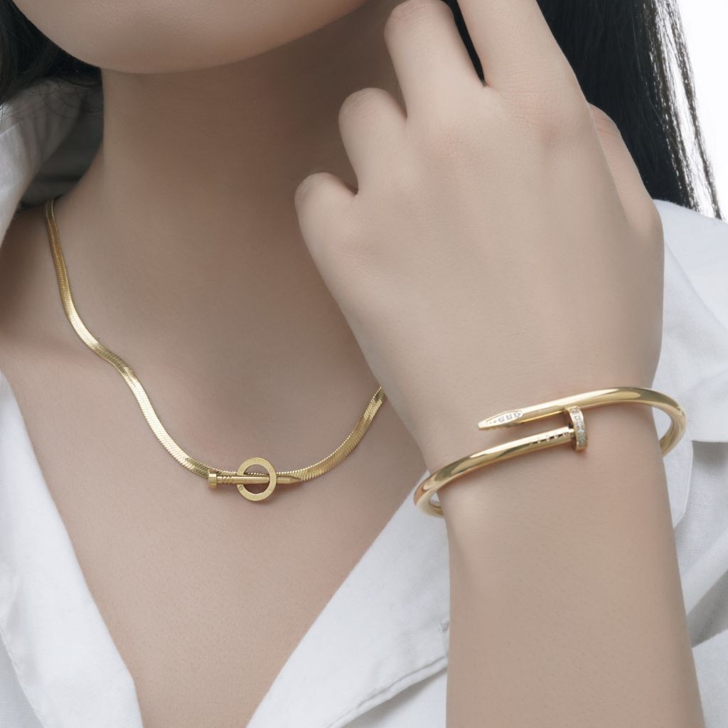 دستبند النگویی میخ  استیل 316 رنگ ثابت