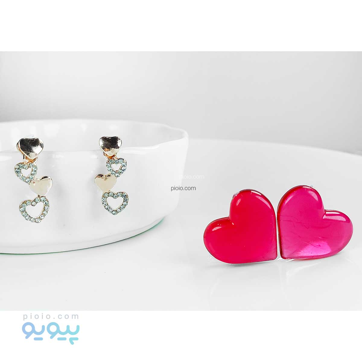 گوشواره سه جفتی آویز قلبی