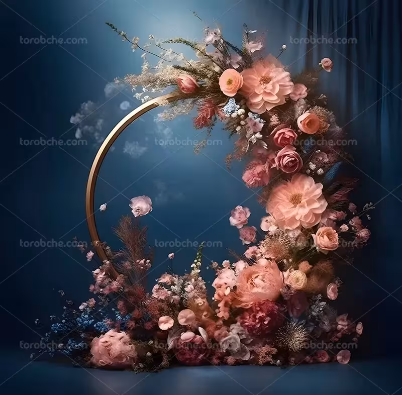 بک دراپ عکاسی با گل های صورتی و برگ | گرافیک با طعم تربچه