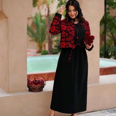 پیراهن مهمانی زنانه مخمل مدل سه تیکه سارافون مخمل شانل کت و کمربند تافته