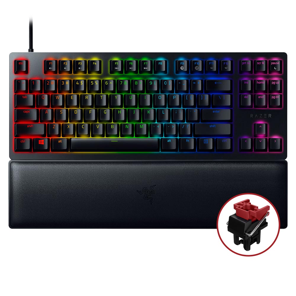 کیبورد گیمینگ ریزر مدل HUNTSMAN V2 TENKEYLESS RED SWITCH