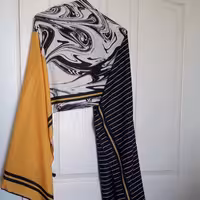 شال نخی اسپرت زرد و سفید