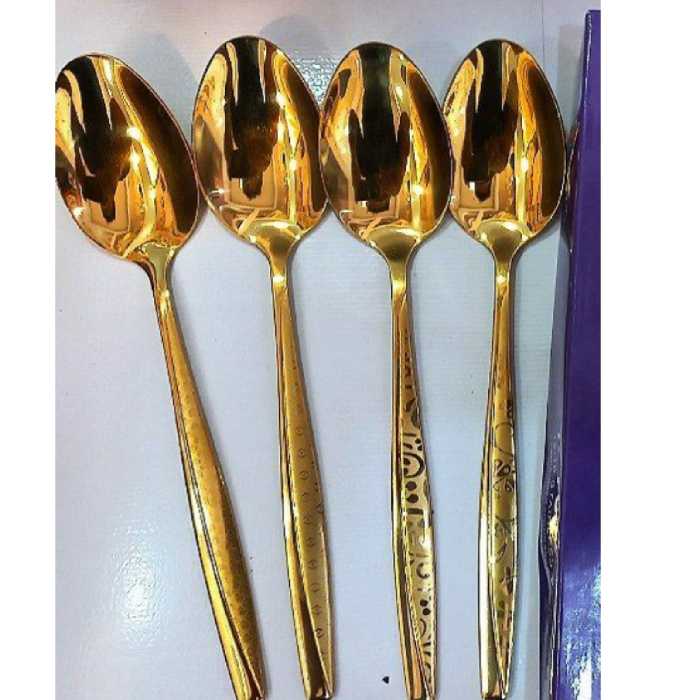 قاشق و چنگال طلایی  مارک یونیک  حک یونیک المان کیفیت بالا    استیل ضد زنگ با ضمانت 