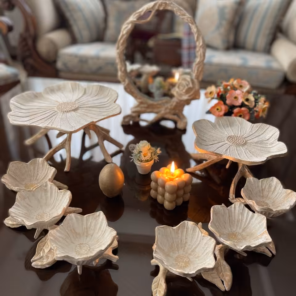 ست پذیرایی طرح گل  پتینه کاری شده