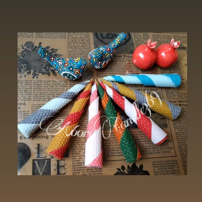 پک 3 عددی شمع موم عسل پیچی دو رنگ