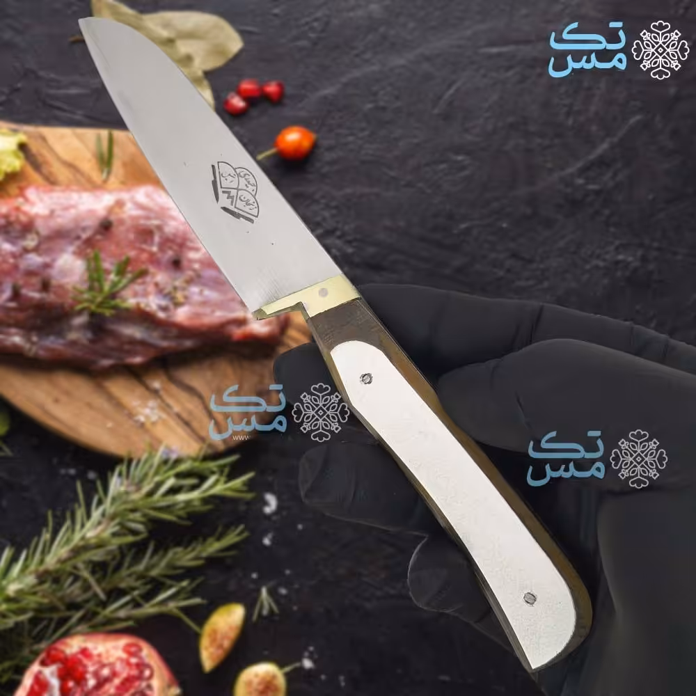 چاقوی آشپزخانه حیدری دسته کائوچو سفید سایز 1 طول 20 سانتیمتر