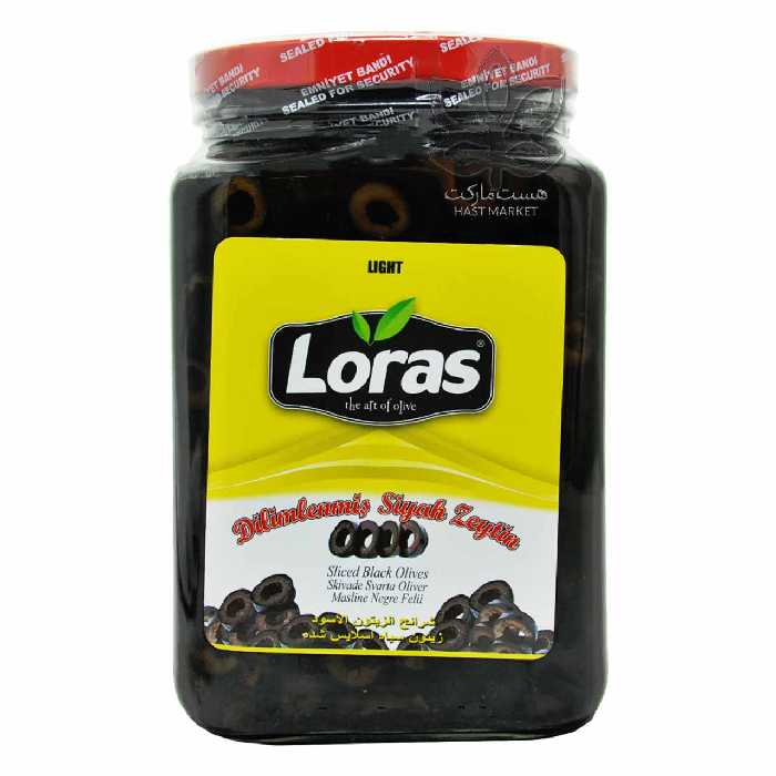 زیتون سیاه حلقه ( اسلایس ) 1٫5 کیلو لوراس - loras