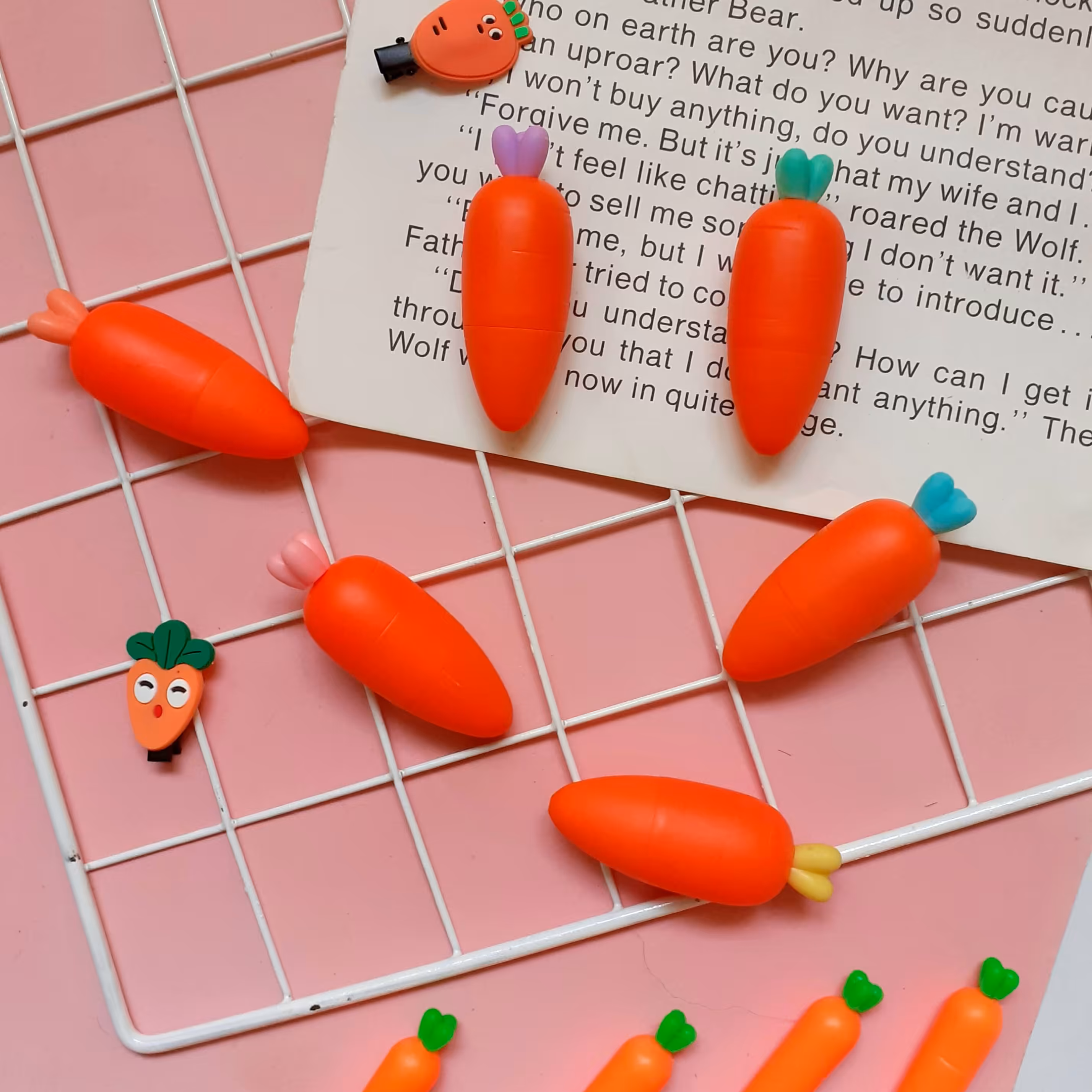 ماژیک هایلایتر طرح هویج نارنجی رنگ فسفری کیفیت عالی