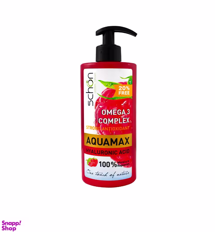 کرم مرطوب کننده و آبرسان شون (Schon) مدل Aquamax حاوی عصاره تمشک حجم 500 میلی‌لیتر
