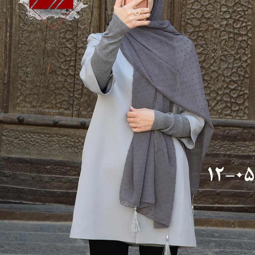 شال حریر اشکی طوسی تیره