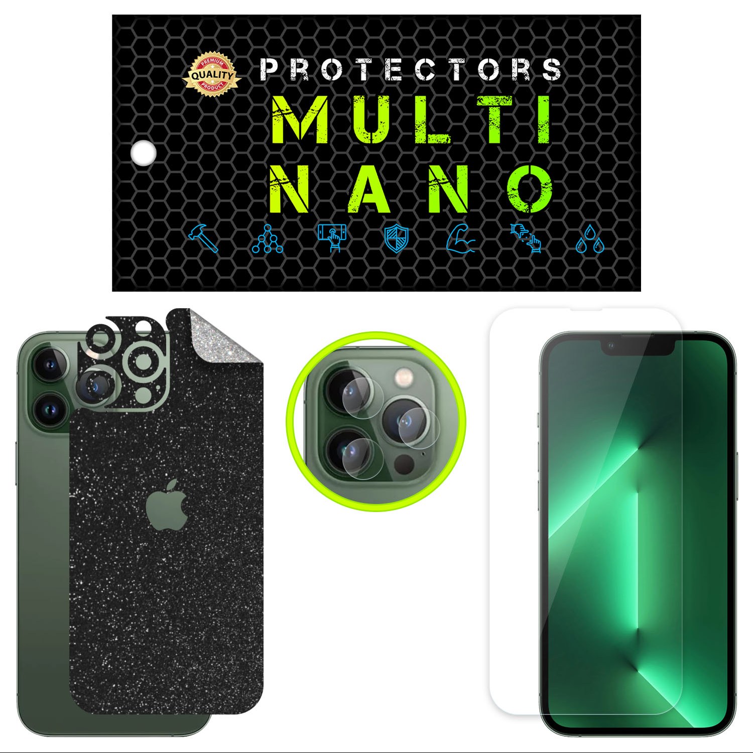 محافظ صفحه نمایش مولتی نانو  مدل X-SLFG مناسب برای گوشی موبایل اپل iPhone 13 Pro Max به همراه محافظ لنز دوربین و برچسب پ