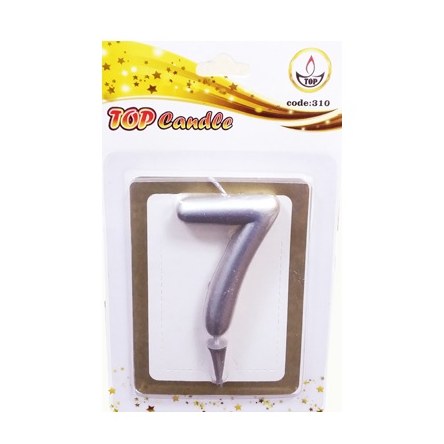 شمع تولد عدد7 متالیک تاپ نقره ای 



