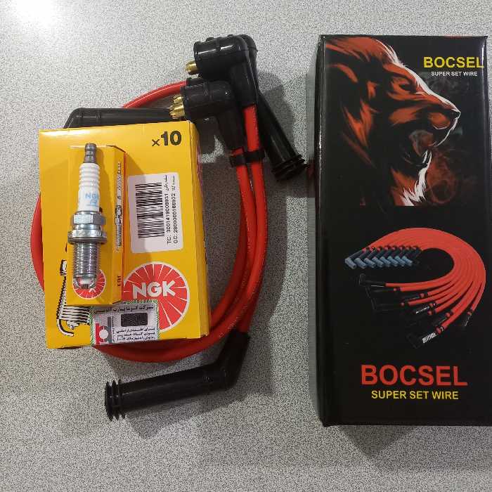 پک وایر تقویتی پراید زیمنس و یکدست شمع دوپلاتین  njk اصلی