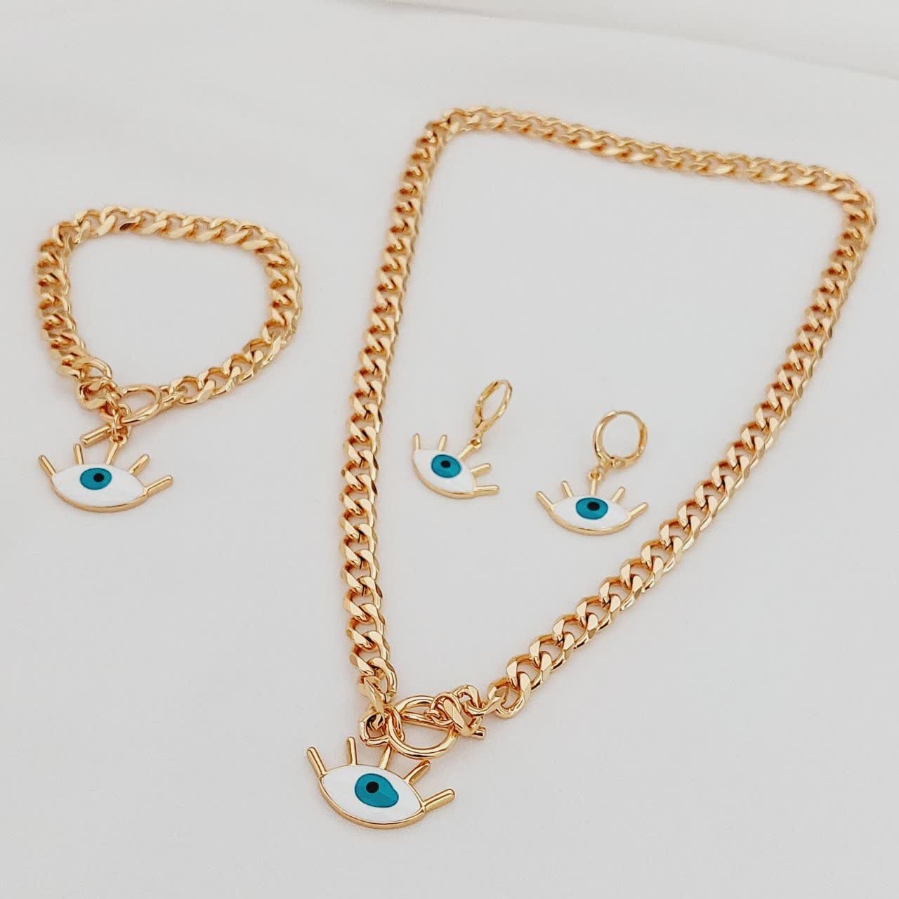 سرویس چشم کد10098 طرح طلا.برند zj.آبکاری طلا.رنگ ثابت.ضدحساسیت 