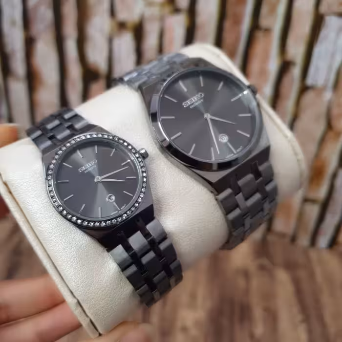 ساعت مچی ست مردانه و زنانه سیتیزن  موتور ژاپن درجه یک  صفحه مشکی CITIZEN 