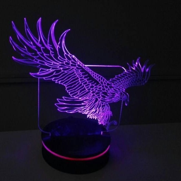 چراغ خواب و تزئینی سه بعدی مدل عقاب 16 رنگ ریموت دار - LED  کم مصرف 