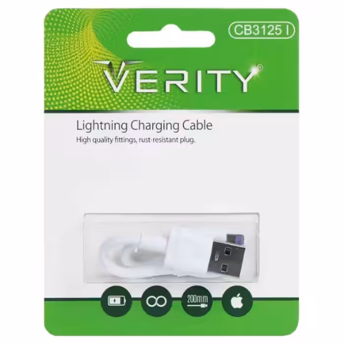 کابل تبدیل USB به لایتنینگ وریتی مدل CB3125 I بیست سانتی متر