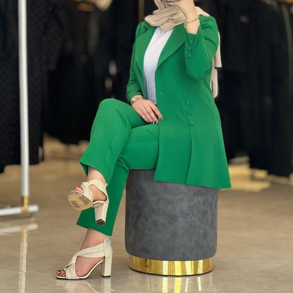 مانتو کتی و شلوار مجلسی زنانه مزونی جنس کرپ مازراتی درجه یک کیفیت عالی