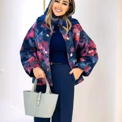 مانتو شلوار زنانه کرپ مدل ست کت و شلوار شقایق