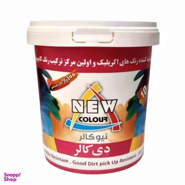 رنگ اکریلیک سفید نیمه براق نیوکالر مدل دی کالر حجم 1 لیتر