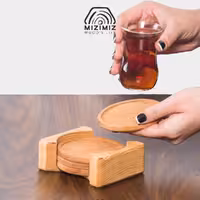 زیر لیوانی 4تایی با جعبه گرد