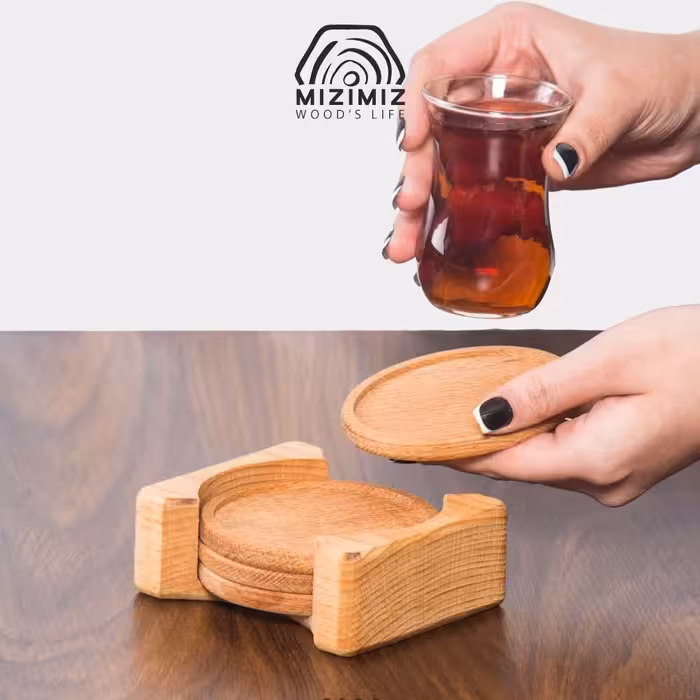 زیر لیوانی 4تایی با جعبه گرد