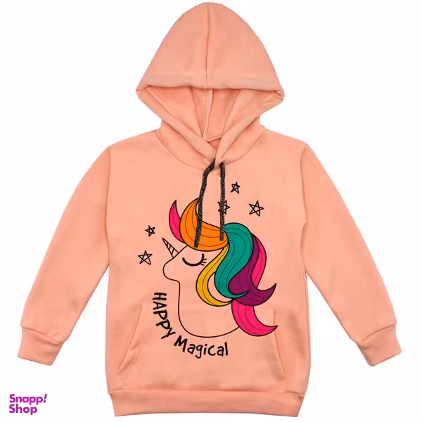 هودی دخترانه مدل تکشاخ کد F165 رنگ گلبهی