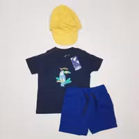 لباس بچگانه تیشرت و شلوارک و کلاه پسرانه برند لوپیلو سایز 1 تا 2 سال