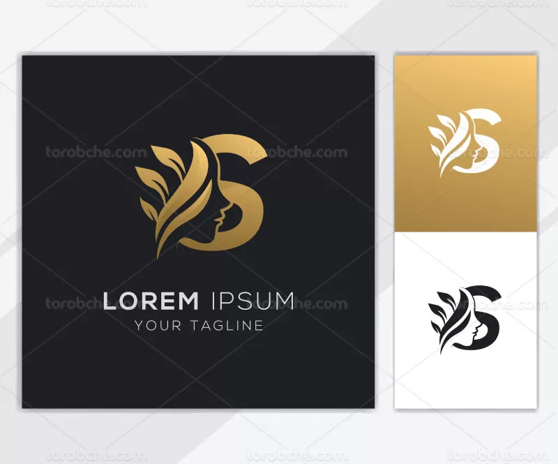 وکتور لوگو سالن زیبایی طلایی رنگ | گرافیک با طعم تربچه