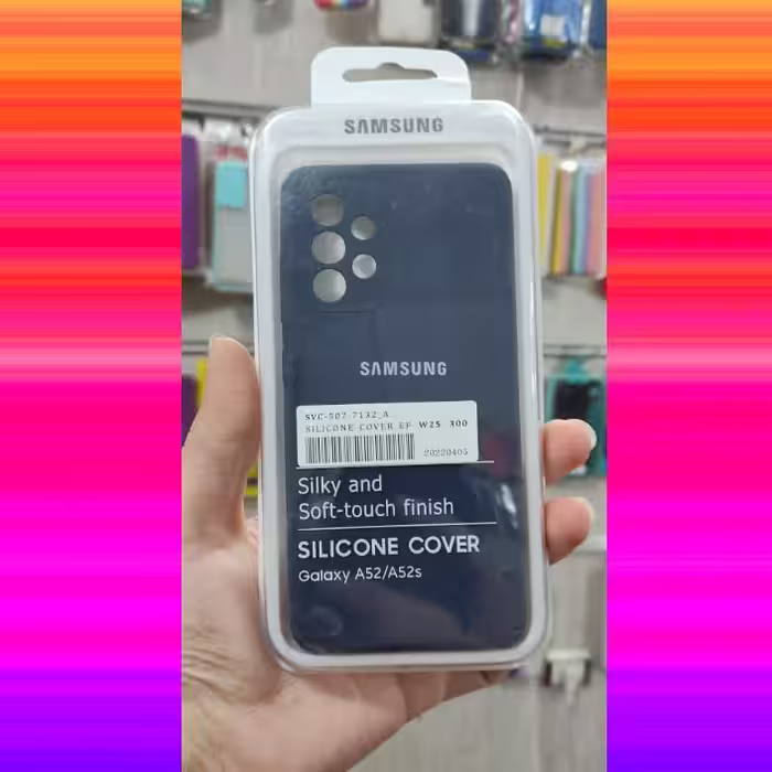 گاردمحافظ لنزدار سیلیکونی اورجینال پاک کنی  Samsung Galaxy A52 A52s سرمه ای تیره