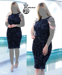 پیراهن شب زنانه مخمل مروارید مدل تونیک پولکی