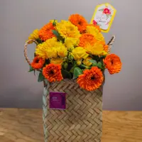 سبد حصیری گل طبیعی سایز متوسط