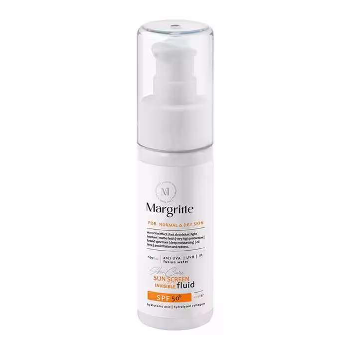 ضد آفتاب بی رنگ مناسب پوست خشک و نرمال   SPF50 مارگریت