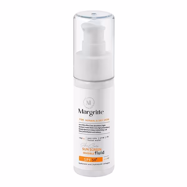 ضد آفتاب بی رنگ مناسب پوست خشک و نرمال   SPF50 مارگریت
