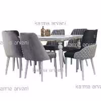 میز ناهارخوری8نفره چوبی مدل پیکاسو4 رنگ طوسی روشن و تیره برند کارما ارسال رایگان 
