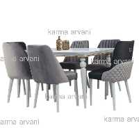 میز ناهارخوری8نفره چوبی مدل پیکاسو4 رنگ طوسی روشن و تیره برند کارما ارسال رایگان 