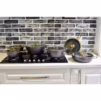 سرویس قابلمه 12 پارچه فوق العاده لاکچری با رنگهای زیبا با برند (K.Z.P) نوک مدادی یا طوسی 