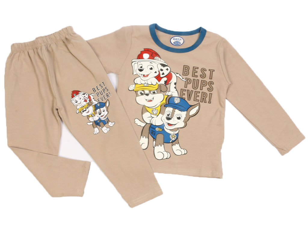 بلوز و شلوار راحتی پسرانه خاکی رنگ طرح سگ های نگهبان