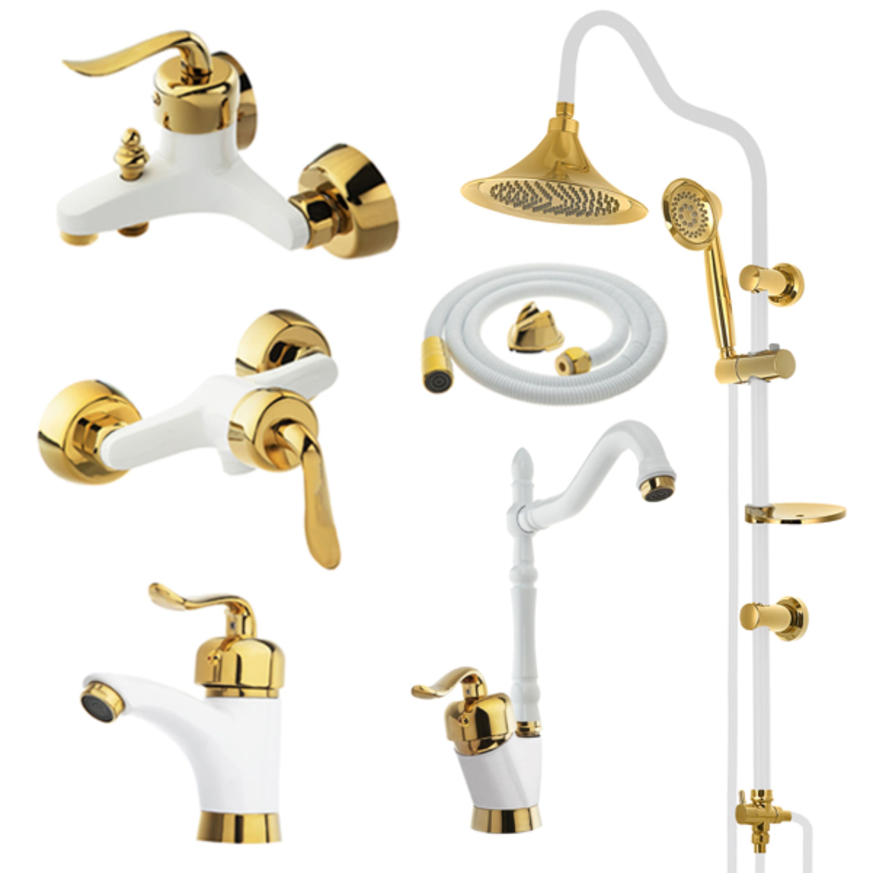 ست شیرالات  مدل قاصدک شیپوری با دوش حمام و شلنگ توالت