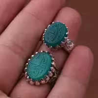 انگشتر ست عقیق سبز خطی اصل