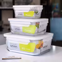 ظروف شیشه ای سه تیکه درب دار  لیمون